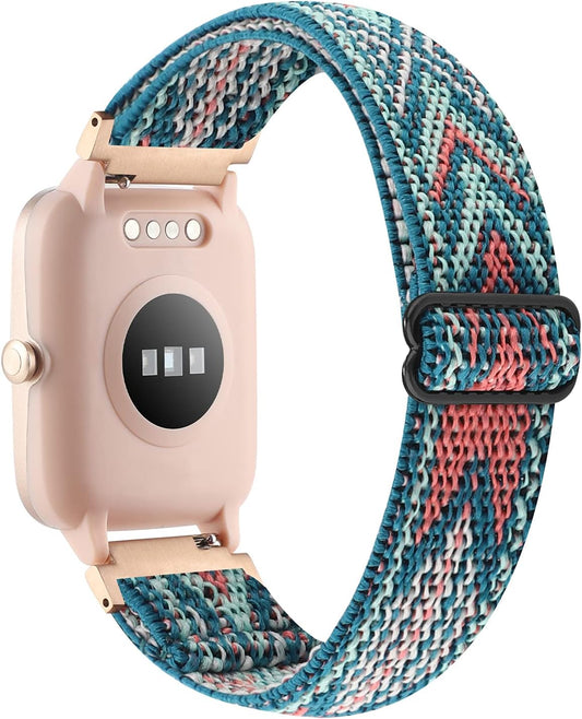 Adjustable Elastic Watch Band Compatible with Veryfitpro ID205L ID205S ID205 ID205U Smart Watch Bands, 19Mm Stretchy Nylon Loop Strap Soft Wrist Bands for Women Men (Green Arrow)